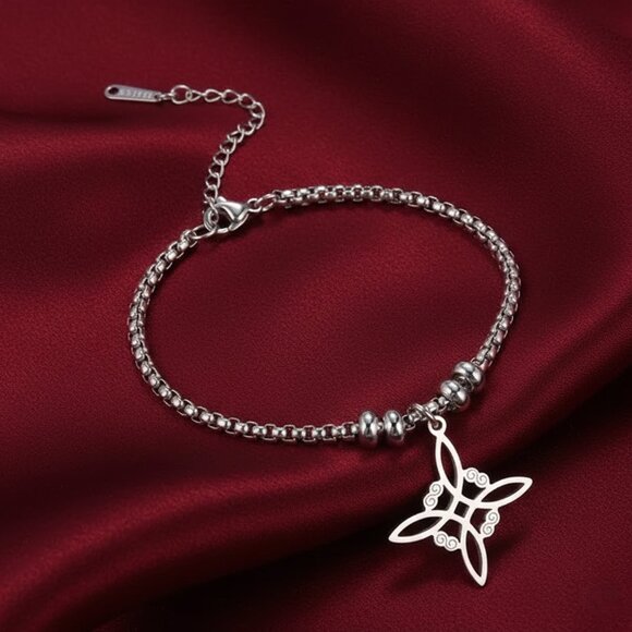 Silver Stainless Steel Witch Celtic Viking Cross Knot Fashion Bracelet NWOT - Picture 6 of 9